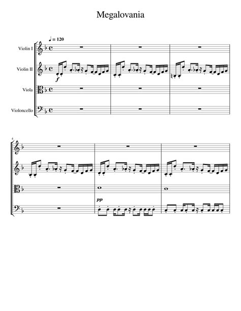 Megalovania String Quartet Sheet Music For Violin Viola Cello String Quartet