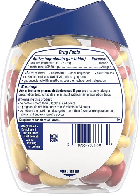 Tums Chewy Bites Chewable Antacid Tablets With Gas Relief Lemon