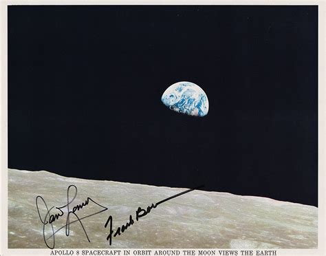 Apollo Earthrise Litho Signed By Jim Lovell And Frank Borman