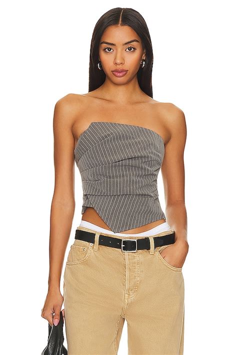 Superdown Rianna Strapless Top In Grey Stripe Revolve