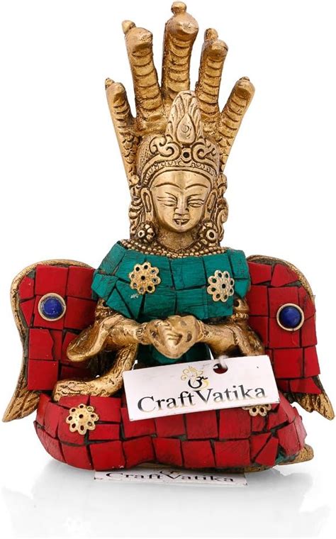 Amazon Craftvatika Brass Snake Goddess Nag Kanya Statue Fertility