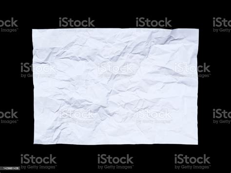 Crumpled And Wrinkled Blank Paper Poster Texture Isolated On Black