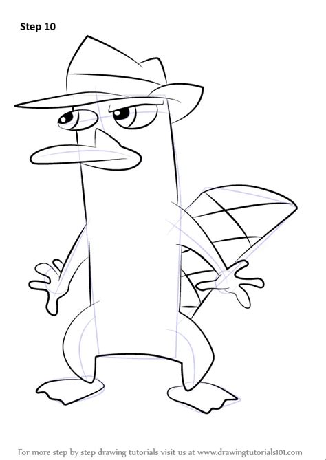 Step By Step How To Draw Perry The Platypus From Phineas And Ferb