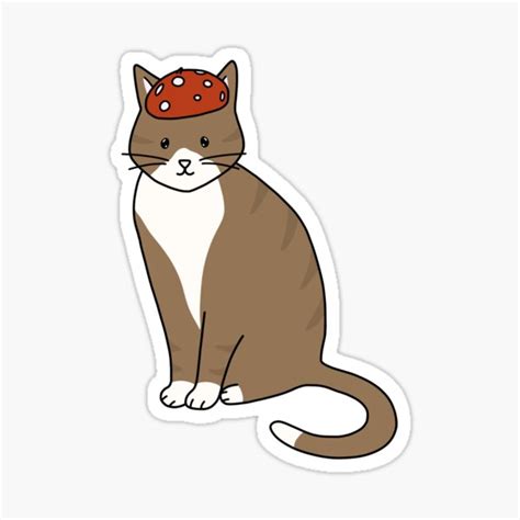 Cat With Mushroom Hat Sticker For Sale By StickerHome Redbubble