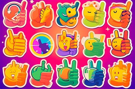 Premium Vector Emoji Stickers With A Rating And Thumbs Up