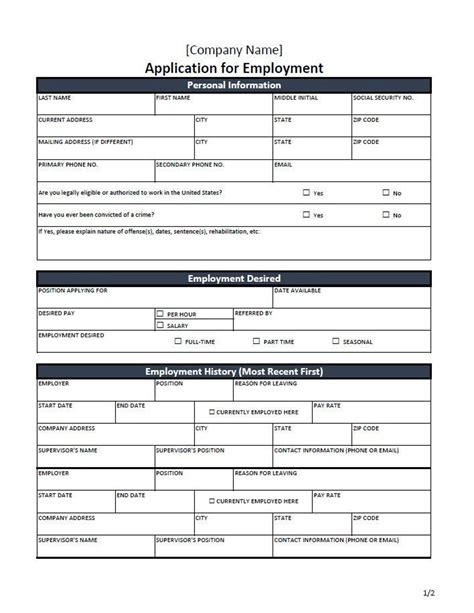 Plantilla De Solicitud De Empleo Excel Editable Imprimible Fast Hot