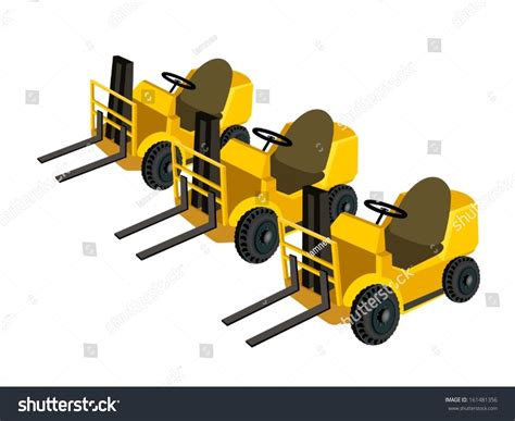 Illustration Three Warehouse Construction Forklift Fork Stock Vector