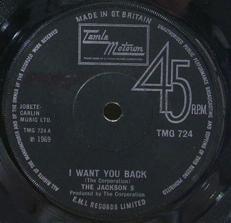 The Jackson 5 - I Want You Back (1969, Solid Centre, Vinyl) | Discogs