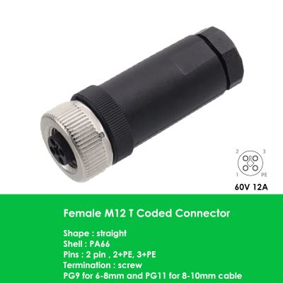 Female M12 T Coded Field Wireable Connector Shine Industry