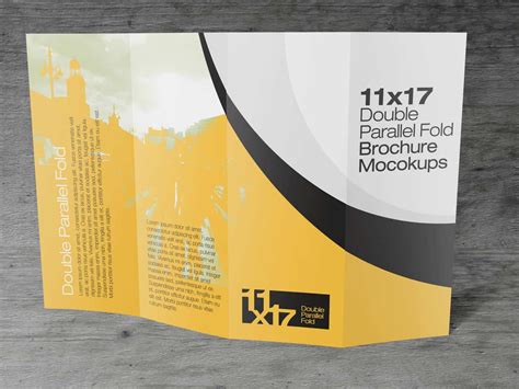 11x17 Double Parallel Fold Brochure Mockups Vectogravic