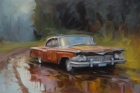 Premium Photo | Oil painting of a car illustration oil paintingoil ...