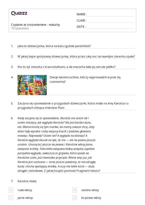 Ponad Czytanie Arkuszy Roboczych Dla Klasa W Quizizz Darmowe I