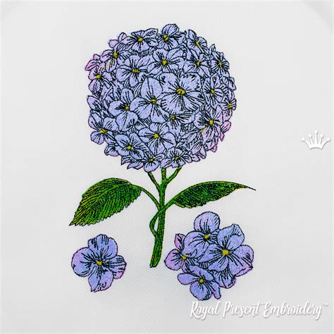 Hydrangea Design For Embroidery Machines 2 Sizes Royal Present