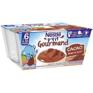 Nestlé P tit Gourmand Dessert Lacté Cacao Coupelle Bébé Dès 6 mois