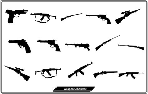 Ensemble De Silhouettes De Diverses Armes Vecteur Premium