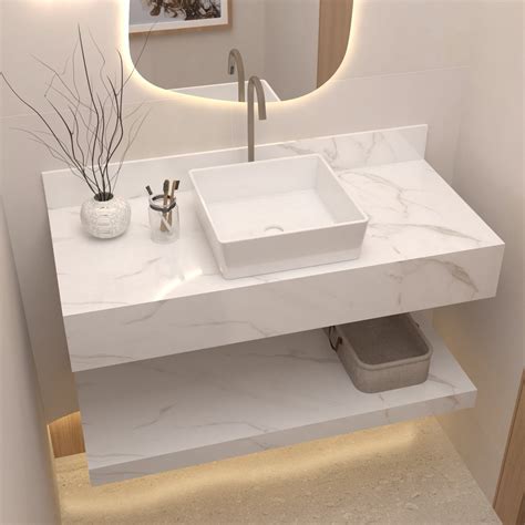 Bancada De Porcelanato Para Banheiro Com Cuba - Bancada de Porcelanato para Banheiro Bless para Cuba de Apoio ...