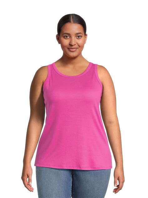 Terra And Sky Womens Plus Size High Neck Ribbed Tank Top