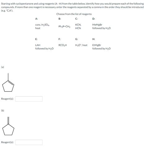 Solved Starting With Cyclopentanone And Using Reagents AH Chegg