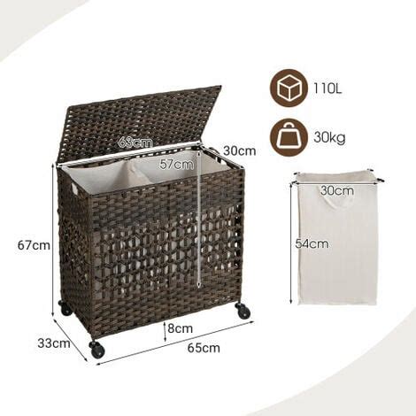 2 Section Laundry Hamper With Lid Laundry Baskets Home Clothes Sorter