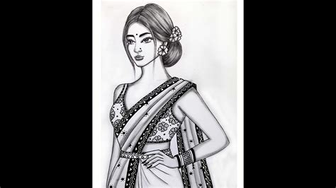 Bengali Girl In Saree Drawing Aurat Ka Drawing Sarae Drwaing Youtube