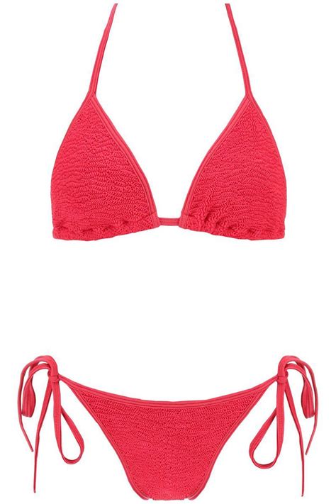 Hunza G Gina Metallic Bikini Set In Red Lyst