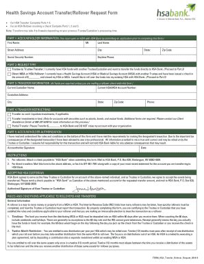 Fillable Online Health Savings Account Transfer Rollover Request Form