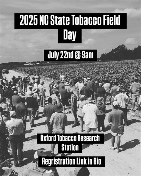 NC - Mark your calendars for the 2025 NC State Tobacco Field Day
