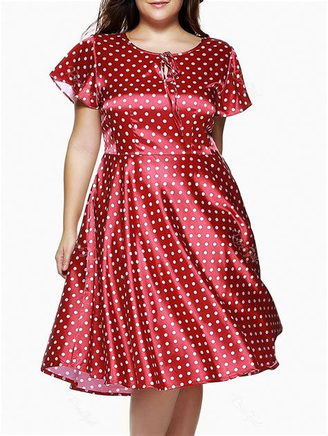 Off Plus Size Short Sleeve Polka Dot Midi Dress Rosegal