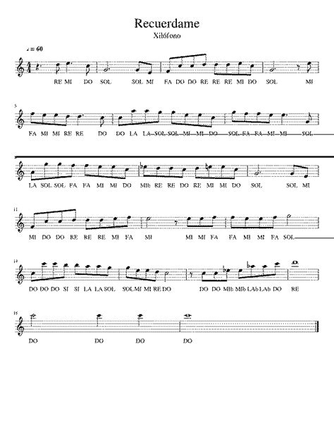 Partitura De Recuerdame Partituras Org