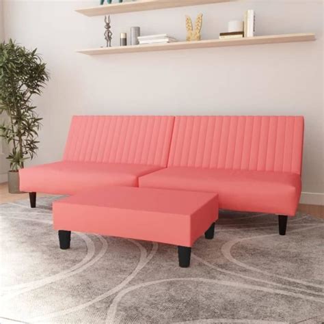 Pla Canap Lit Places Avec Repose Pied Rose Velours