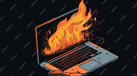 Premium Photo | A laptop with a fire on the screen