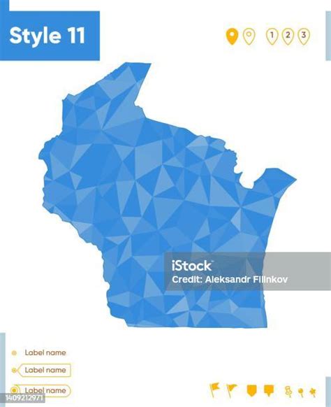 Wisconsin Usa Blue Low Poly Map Polygonal Map Outline Map Vector