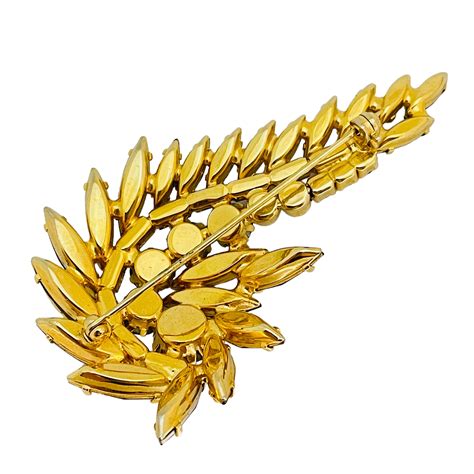 Vintage Gold Tone Rhinestone Brooch For Sale At 1stdibs