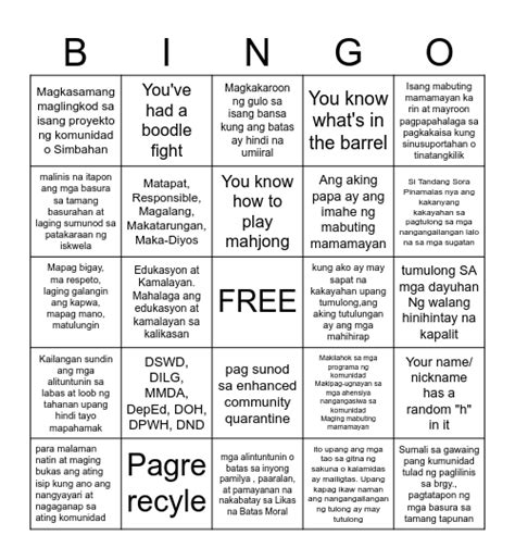 Pinoy Bingo Card