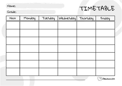 Plantilla Horario De Clases Inglés Dibujo 2220 Dibujalia