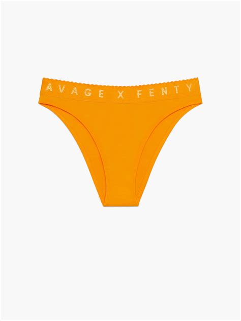 Savage X Cotton High Leg Bikini Panty In Orange Savage X Fenty