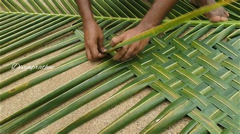 How To Weave Coconut Mat Step By Stepcoconut Leaf Backdroppandaldiy Coconut Craft Coconut