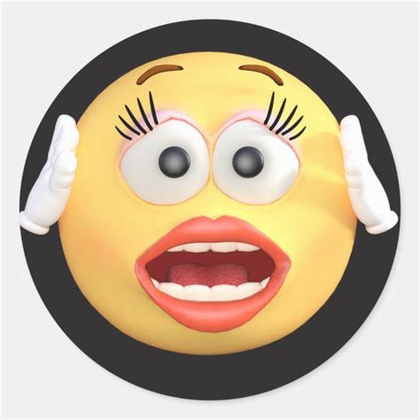 Face Emoji With Surprised Face Classic Round Sticker Zazzle