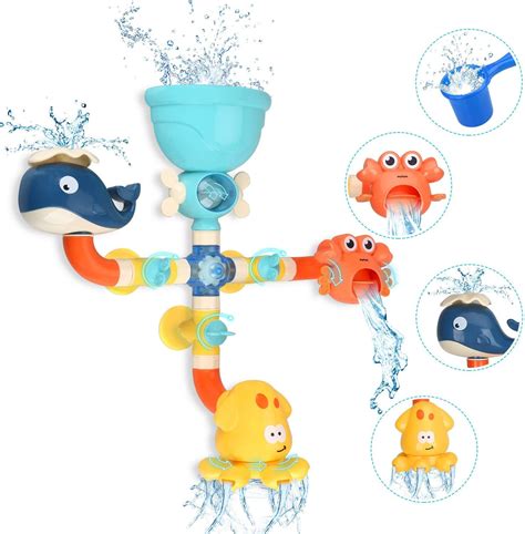 INvench Bath Toys for Toddlers 2-4 Year, Bathtub Toys for Kids, Sprink Pipes for Water Toys ...