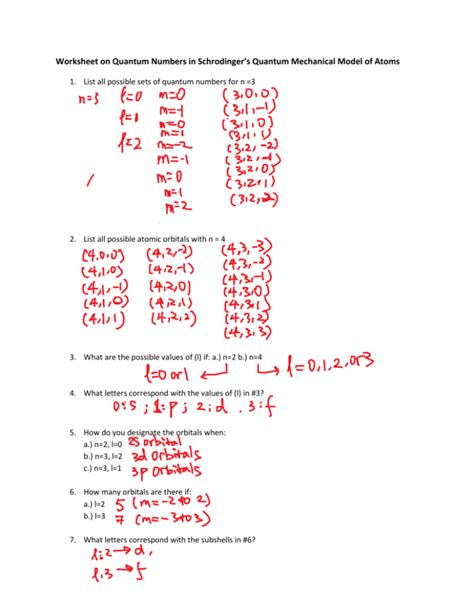 Quiz For Quantum Numbers