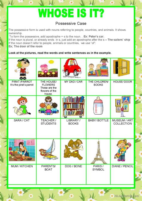 Possessive Case Whose Is It Gener English Esl Worksheets Pdf Doc