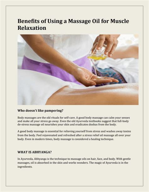 Benefits of Using a Massage Oil for Muscle Relaxation by Herbostra - Issuu