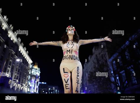 Madrid Spain 14th Dec 2013 Activist Jil Love Poses Naked And