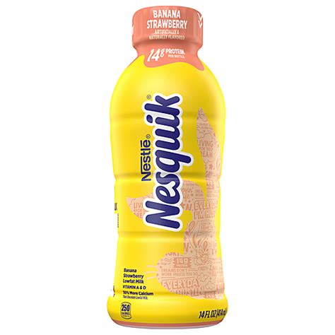 Nesquik Milk, Lowfat, Banana Strawberry 14 fl oz | Dairy | Ptacek's IGA