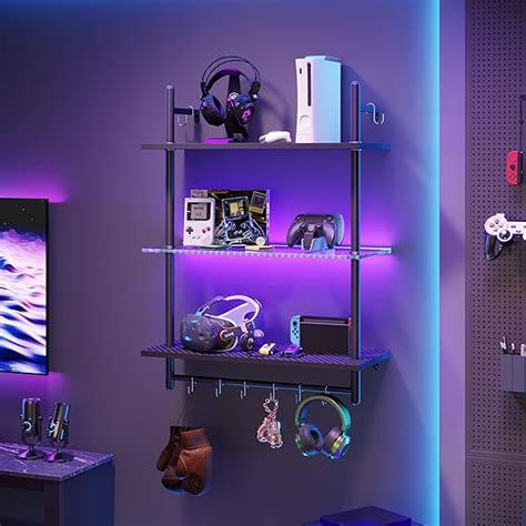 Amazon Bestier Gaming Floating Shelves Inch Led Wall Mounted