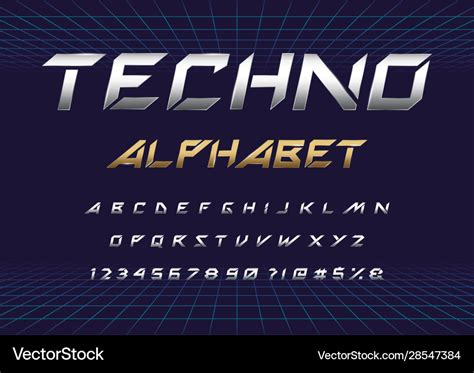 Techno font Royalty Free Vector Image - VectorStock