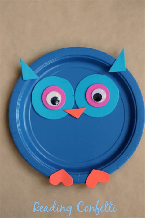 Paper Plate Owl Craft Reading Confetti