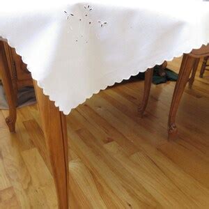 White on White Embroidered Tablecloth, Vintage Card Table Cloth With ...