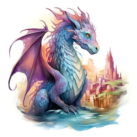 Wundersch Ne Drachen Aquarell Clipart Illustration Premium Foto