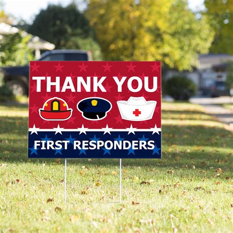 Thank You First Responders Yard Sign Free Shipping VPN